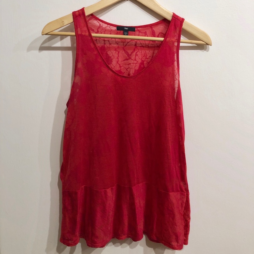 Gap Sheer Berry Peplum Tank Top